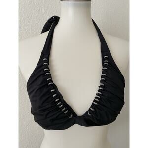 Becca Swim Bikini Top Halter Ruched Swimwear